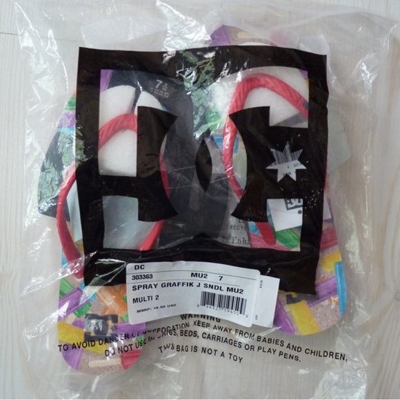 New DC Women's Spray Graffik Flip Flops - Size 5 - Picture 2 of 2